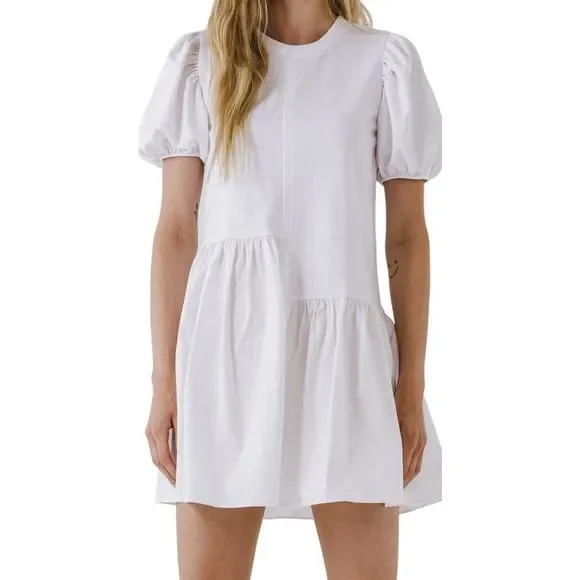 English Factory - Knit Woven Mixed Dress White / S